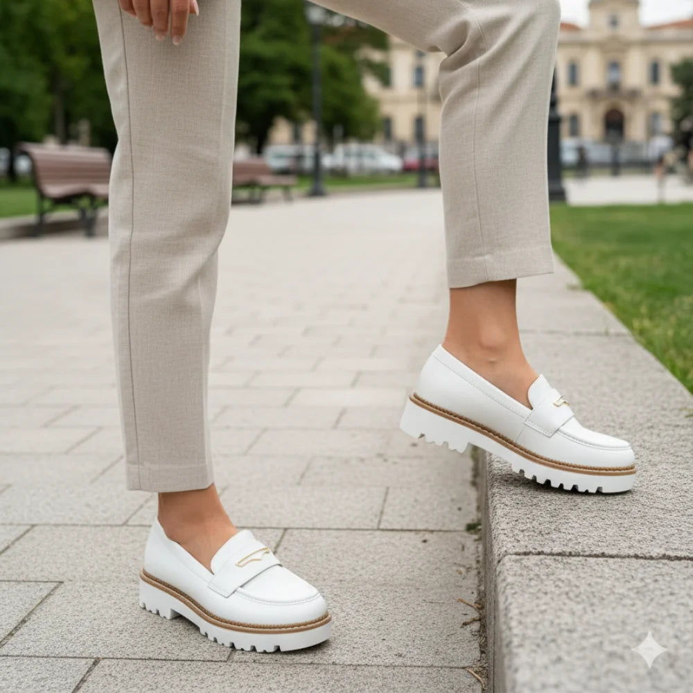 Loafers Chunky femmes cuir – épais Semelle de haute qualité