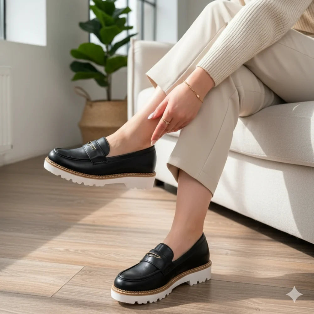 Loafers Chunky femmes cuir – épais Semelle de haute qualité