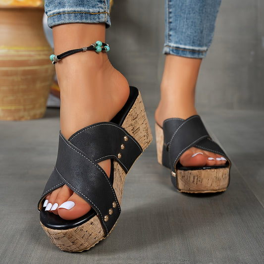Sandales plateforme femme, style rétro