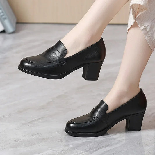 Chaussures à talons hauts, cuir véritable