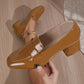 Mocassins femme, talon épais, élégance